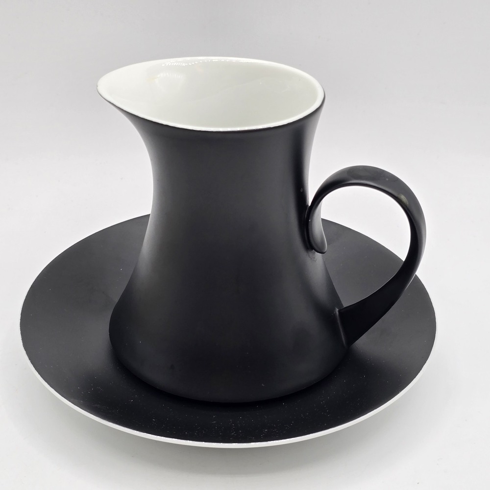 BLOCK Blanco Espana BIDASOA Spain Black 2 Pc Set Creamer & Saucer‎